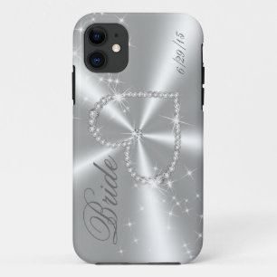 BRAUT - DIAMANT-HERZ AUF SILBERNEM SATIN Case-Mate iPhone HÜLLE