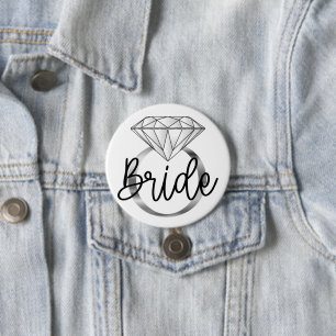 Braut Diamant Verlobungsring Silber Button