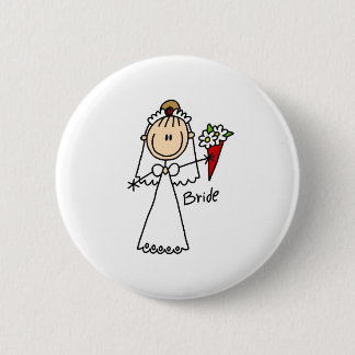 Braut, die den Blumenstrauß-Knopf wirft Button