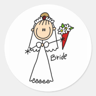 Braut, die den Bouquet-Aufkleber wegwirft Runder Aufkleber