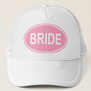Braut, die ovales Rosa Wedding ist Truckerkappe