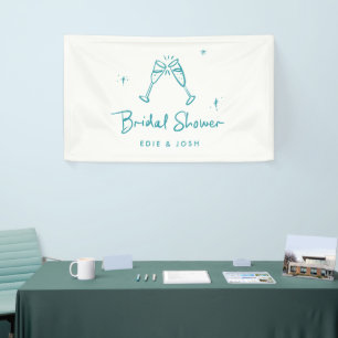 Braut Dusche modern teal blau elegant handgeschrie Banner