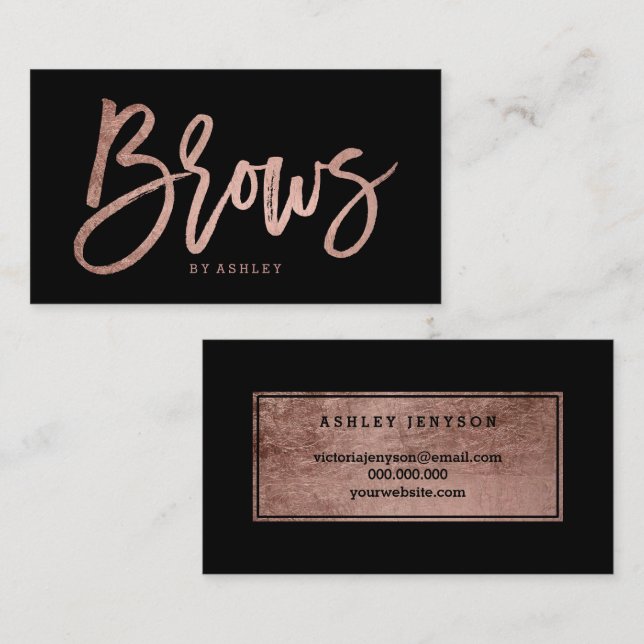 Braut elegante Imitat Rose Gold Typografie schwarz Visitenkarte (Vorne/Hinten)