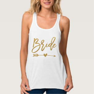 Braut-falsche Goldfolie, Pfeil und Herz-Brautjungf Tank Top