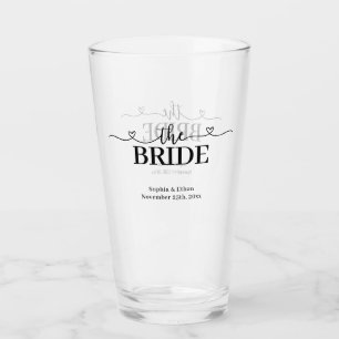 Braut Fancy Schrift mit Herzen Hochzeit Glas