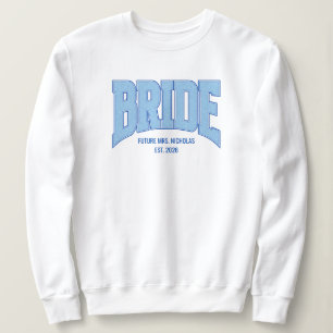 Braut Faux Glitter Varsity Verlobung Hochzeit Sweatshirt