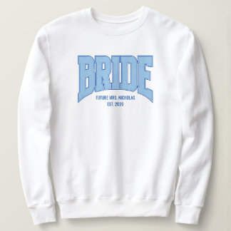 Braut Faux Glitter Varsity Verlobung Hochzeit Sweatshirt