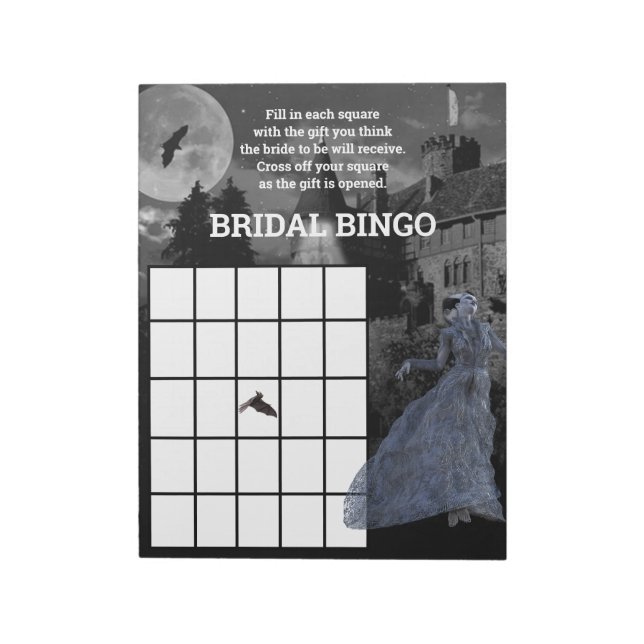 Braut Frankenstein Bingo Bridal Halloween Notizblock (Rotiert)