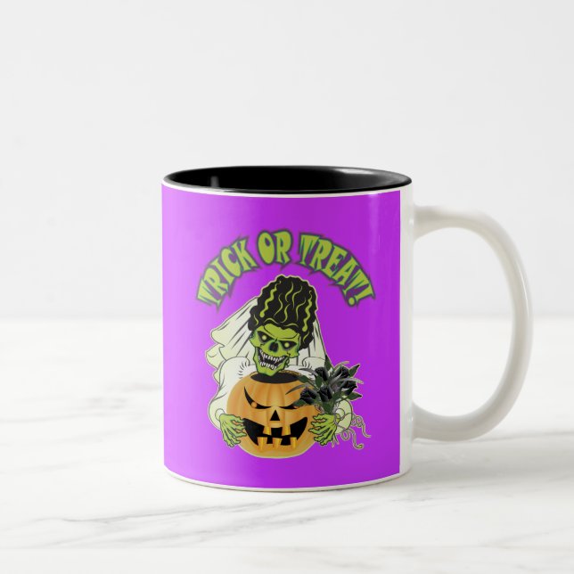 Braut Frankenstein Skull Zweifarbige Tasse (Rechts)