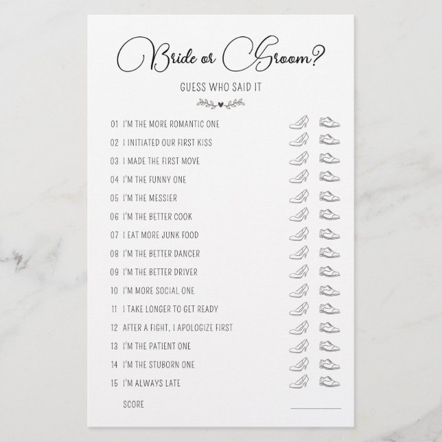 Braut für Hochzeitsschuh oder Groom Black & White (Vorderseite)