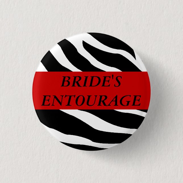 Braut-Gefolgezebra-Hochzeits-Knopf Button (Vorderseite)