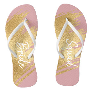 Braut Geschenke Sandals Elegantes Gold und Schwarz Flip Flops