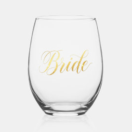 Braut Gold Glitter Hochzeit  Weinglas Ohne Stiel