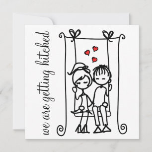 Braut & Groom auf Swing Doodles Einladung Hochzeit