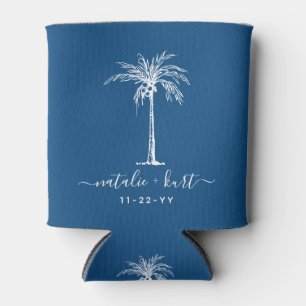 Braut Groom Blue White Palm Tree Custom Wedding Dosenkühler