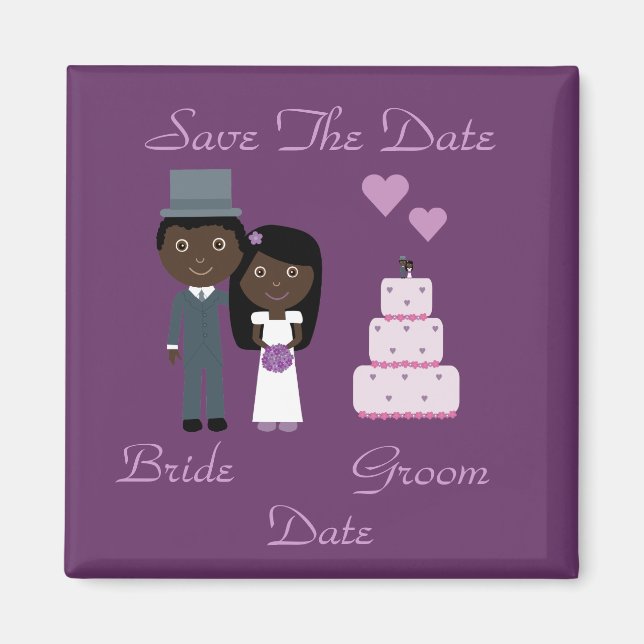 Braut & Groom & Cake Ethnic Save the Date Hochzeit Magnet (Vorne)