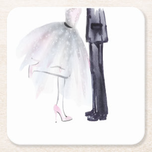 Braut & Groom Dance Wasserfarbe Untersetzer