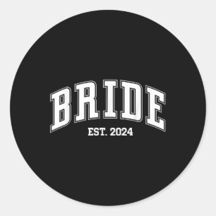 Braut Groom Est. 2024 Retro Just Married Couples W Runder Aufkleber