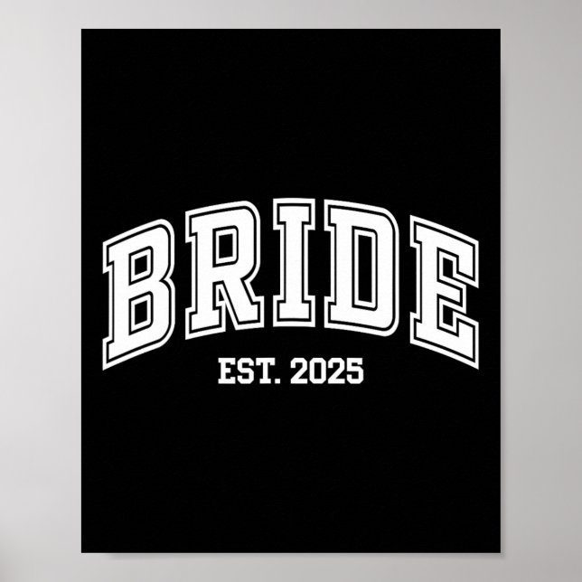 Braut Groom Est. 2025 Retro Just Married Couples W Poster (Vorne)