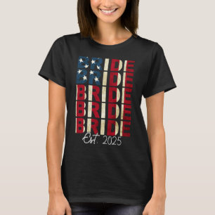 Braut Groom Est. 2025 US-Flagge nur verheiratete P T-Shirt