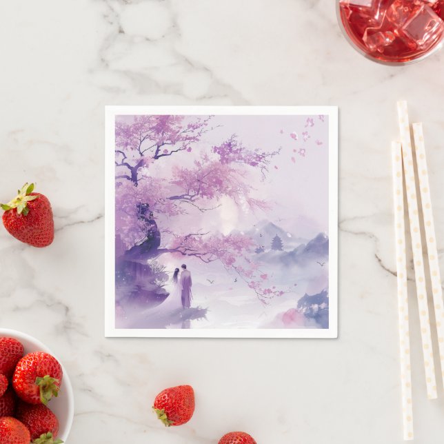 Braut & Groom Lavender Theme Wedding Serviette (Beispiel)