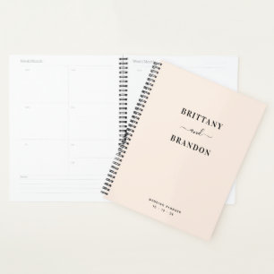 Braut & Groom Minimalistisch Moderne Rosa Hochzeit Planer