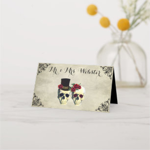 Braut & Groom Skull Goth Rustikale Hochzeit Platzkarte