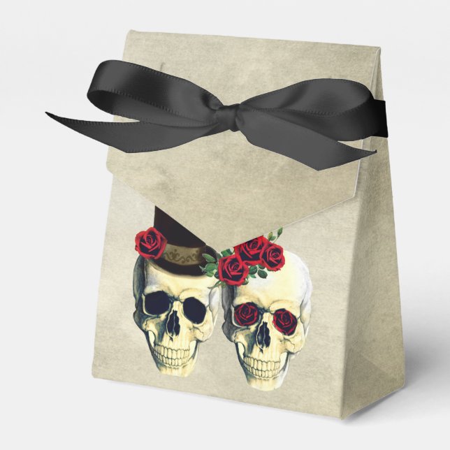 Braut & Groom Skull Wedding Party Gefallen Geschenkschachtel (Vorderseite)