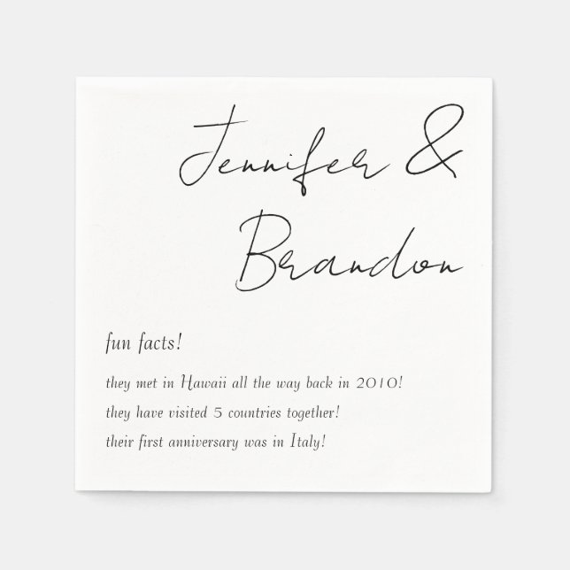 Braut & Groom Spaß Fakten Hochzeiten von Napkins Serviette (Vorderseite)