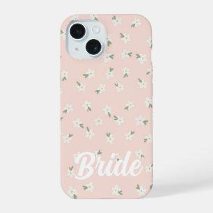 Braut-Handyhülle mit individuellem rosa Blumenmust iPhone 15 Hülle