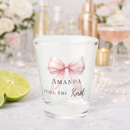 Braut heiratet rosa Schleife Junggesellinnenabschi Schnapsglas
