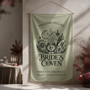 Braut Hexen Koven Junggesellinnen Abschied Grün Banner