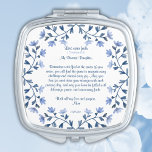Braut Hochzeit etwas Blaues Blumenschrift Taschenspiegel<br><div class="desc">Mit diesem modernen und stilvollen Kompaktspiegel mit einem blauen Blumenkranz auf einem unberührten, weißen Hintergrund verleihen Sie Ihrem Tag eine Touch Eleganz. Dieser Sake-Spiegel kann mit einer herzlichen Botschaft von der Mama oder einem geliebten Menschen angepasst werden, was ihn zu einem perfekten Hochzeitsgeschenk für die Braut oder zu einem hochgeschätzten...</div>