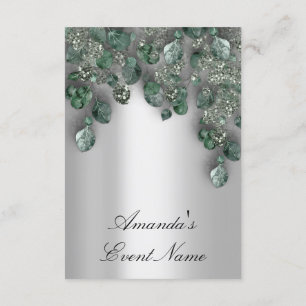 Braut Hochzeit Glitter SmokyGray Eukalyptus Grün Einladung