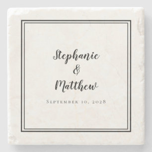 Braut Hochzeit & Groom Schwarz & Weiß Einfache Ele Steinuntersetzer