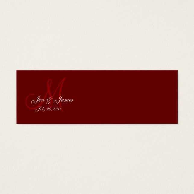 Braut Hochzeit Mongram Wein Visitenkarte (Vorderseite)