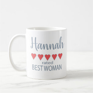 Braut- & Hochzeitsgesellschaft 5 Herz Best Woman Kaffeetasse