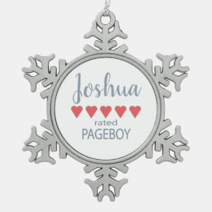 Braut- & Hochzeitsgesellschaft 5 Herz Pageboys Schneeflocken Zinn-Ornament