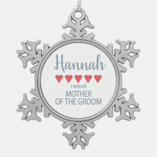 Braut & Hochzeitsgesellschaft 5 Herzen Mutter des  Schneeflocken Zinn-Ornament