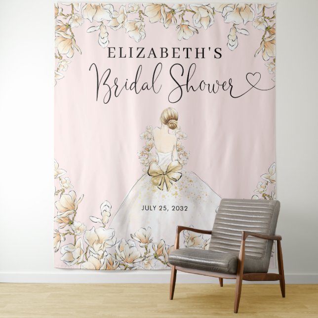 Braut Hochzeitsgown Blumenrot Rosa Brautparty Wandteppich (Beispiel)