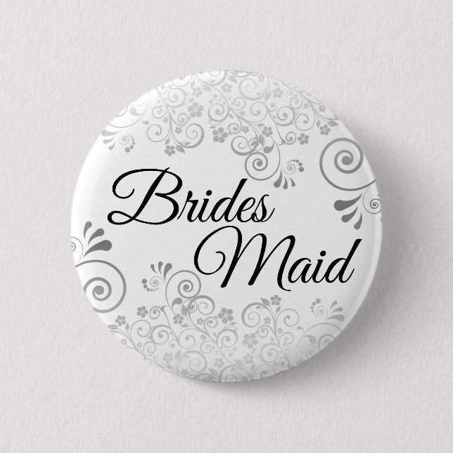 Braut Hochzeitshaube Maid Button Silver Lacy Curls (Vorderseite)