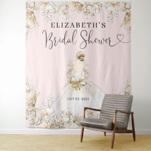 Braut Hochzeitskleid Floral Rosa Brautjungfer Dusc Wandteppich