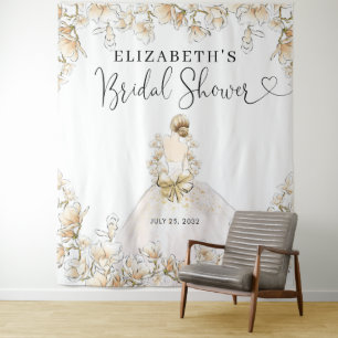 Braut Hochzeitskleid Florales Skript Brautparty Wandteppich