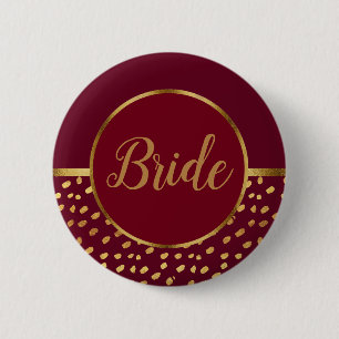 Braut Hochzeitsknopf in Burgund und Gold Button