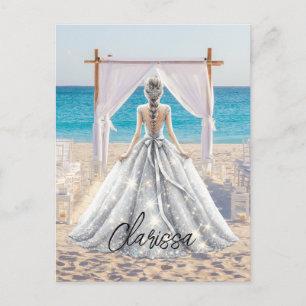 Braut Hochzeitstag Strandhochzeit Elegantes Brautk Postkarte
