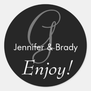 Braut Hochzeitsticker für Sprichwort Monogram Runder Aufkleber
