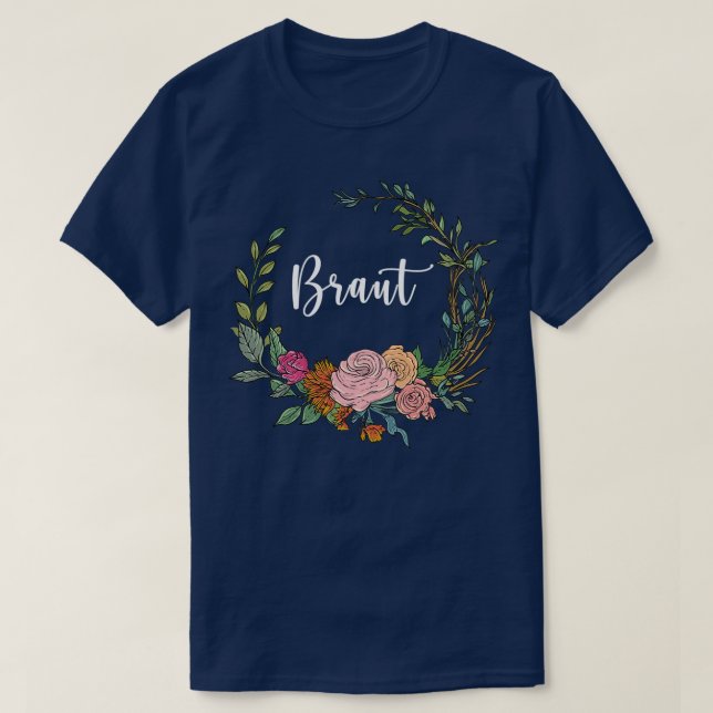 Braut I Blumenkranz Hochzeit boho Stil Eukalyptu T-Shirt (Design vorne)