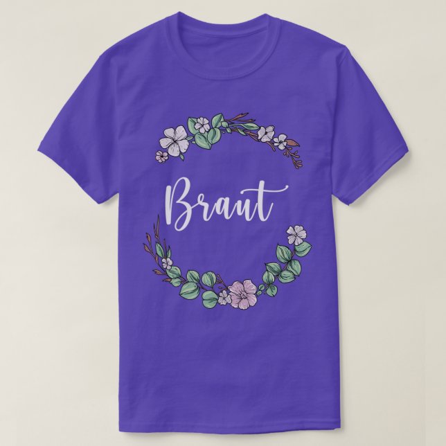 Braut I Blumenkranz Hochzeit boho Stil Eukalyptu T-Shirt (Design vorne)