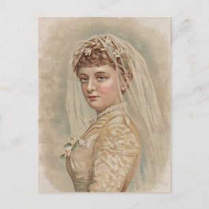 Braut im Vintage-Stil - Hochzeit Postkarte