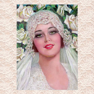 Braut im Vintage-Stil mit Rosen